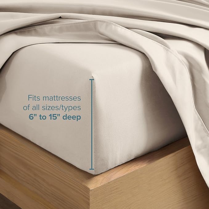 Bare Home Split Head Flex King Sheet Set - 1800 Ultra-Soft Microfiber Bed Sheets - Double Brushed - Deep Pockets - Easy Fit - 4 Piece Set - Bedding Sheets & Pillowcases (Wheat)