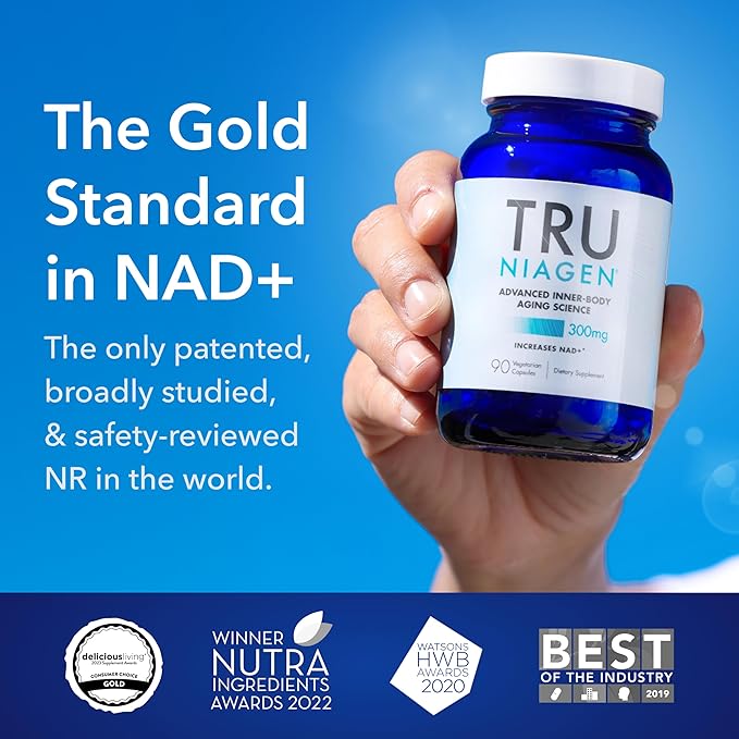 TRU NIAGEN Patented NAD Supplement for Brain Function, Anti Aging & Cell Regeneration, 300mg Niagen, 90 Servings | Supports Cellular Energy, Muscle | Nicotinamide Riboside (NR) Take 1 Daily | 1 Bottle