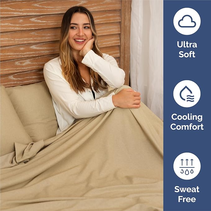 Split King 7 Piece Sheet Set - Comfy Breathable & Cooling - Soft Hotel Luxury Bedding Set w/ 8-16 Inch Deep Pockets - 1 Flat & 2 Fitted Sheet & 4 Pillowcases - Wrinkle Free & Easy Care - Heathered Tan