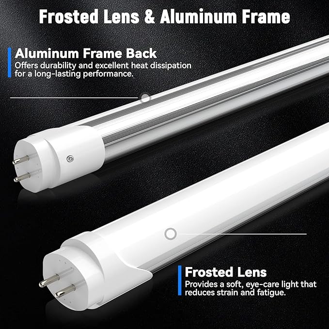 JESLED T8 LED Bulbs 4 Foot, 24W 3200LM,6000K, Type A+B T10 T12 Fluorescent Light Bulbs, Plug and Play or Ballast Bypass, Single or Double End Powered, for Office, Garage, 4-Pack