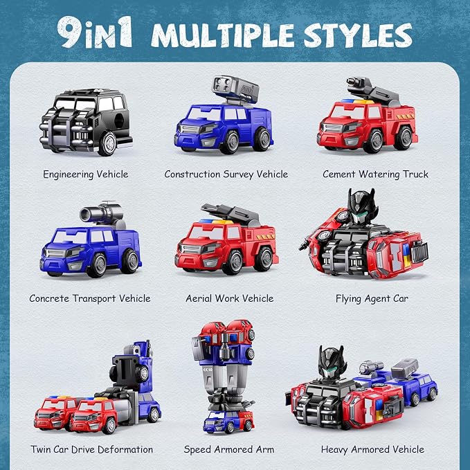 Gifts for 3 4 5 Year Old Boys, Toys for 3 4 5 Year Old Boys, 5-in-1 Transform Robot Toys for Boys 4-6, Easy DIY Assembly, 3 4 5 Year Old boy Birthday Gifts, Ideals Toys for Boys, Kids Toys
