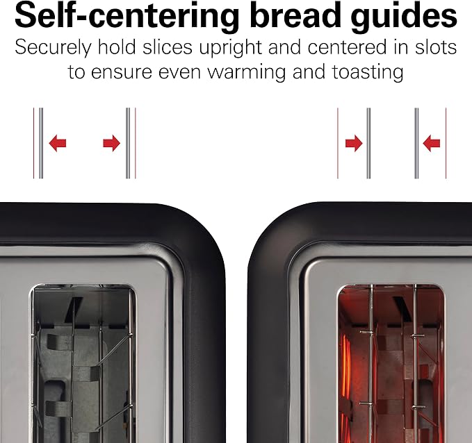 Hamilton Beach Gourmet 2 Slice Slot Toaster with Extra Long & Wide Slots, Sure-Toast Technology, Shade Selector with 7 Browning Levels, Bagel Setting, Matte Black and Stainless Steel (22996)