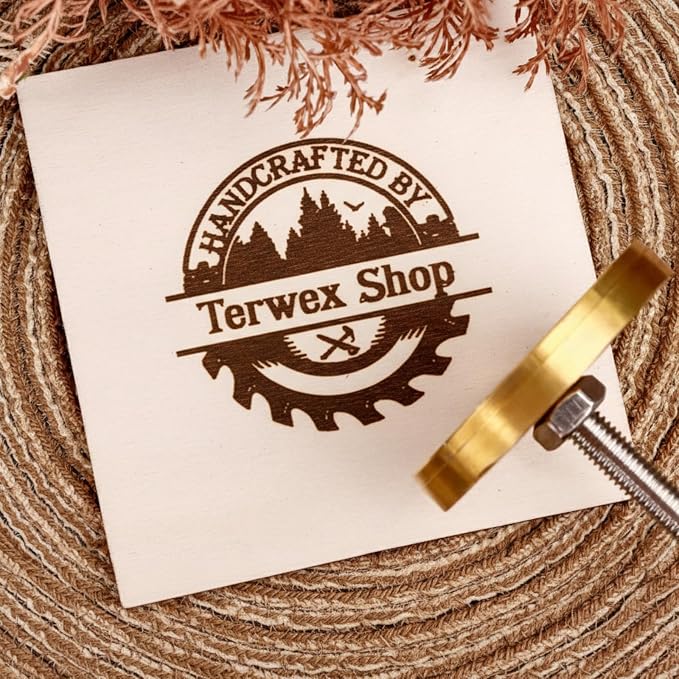 Terwex Personalized Wood Branding Iron, Custom Logo Branding Iron for Leather Steak Food, Make Your Own Design Metal Logo Stamp, Reusable Brass Burning Letter Stamps, Handmade Gift Wood Burning Tool