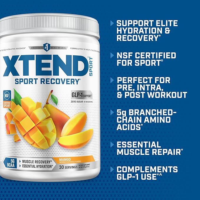 Xtend Sport BCAA Powder Mango - Electrolyte Powder for Recovery & Hydration with Amino Acids - 30 Servings