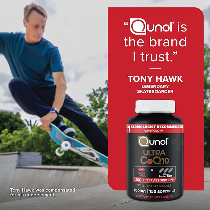 Qunol Ultra CoQ10 100mg Softgels- 3X Better Absorption Coenzyme Q10 Supplements - Antioxidant Supplement for Vascular and Heart Health & Energy Production - 5 Month Supply - 150 Count