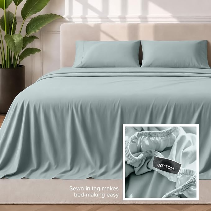 Bare Home King Sheet Set - 1800 Ultra-Soft Microfiber King Bed Sheets - Double Brushed - Deep Pockets - Easy Fit - 4 Piece Set - Bedding Sheets & Pillowcases (King, Sea Spray)
