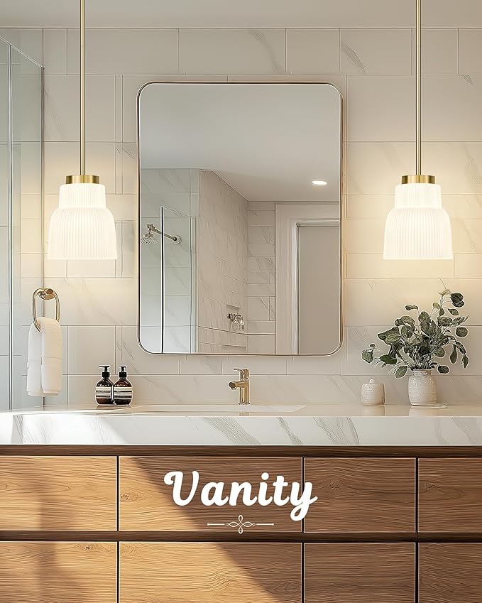 FEMILA Brushed Gold Pendant Light with Milk Glass Shade, Modern Hanging Light Fixture for Kitchen Island, Dining Room, Bar, E26 Socket, Adjustable Height, 4FYD87MIL BG