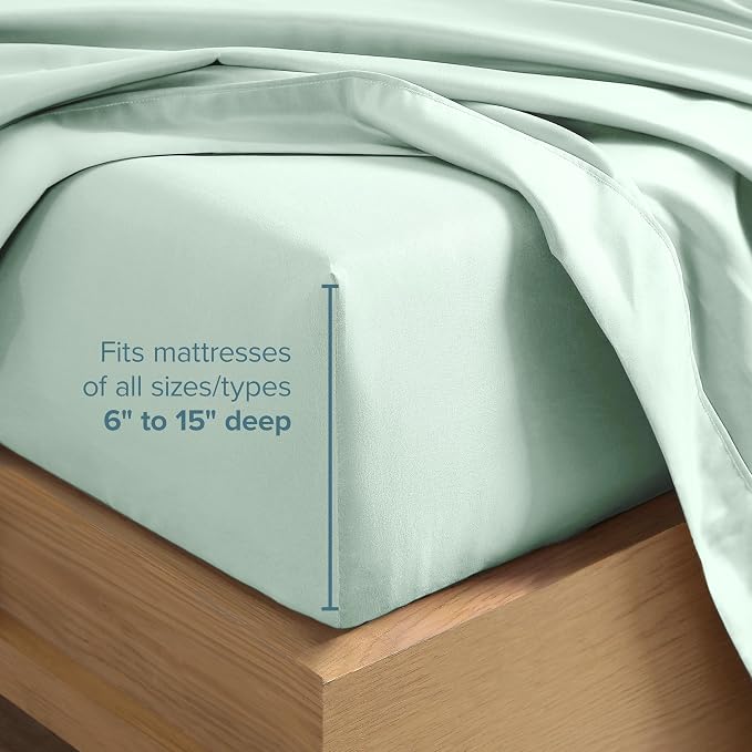 Bare Home Queen Sheet Set - 1800 Ultra-Soft Microfiber Queen Bed Sheets - Double Brushed - Deep Pockets - Easy Fit - 4 Piece Set - Bedding Sheets & Pillowcases (Queen, Spring Mint)