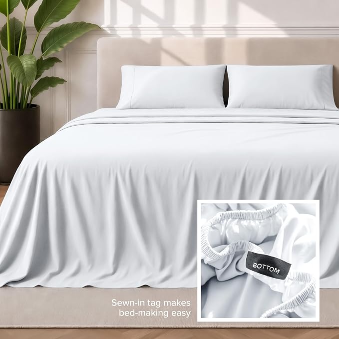 Bare Home Twin Sheet Set - 1800 Ultra-Soft Microfiber Twin Bed Sheets - Double Brushed - Deep Pockets - Easy Fit - 3 Piece Set - Bedding Sheets & Pillowcases (Twin, White)