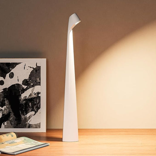 HAPYGI Portable Cordless LED Desk Lamp, Rechargeable Wireless Table Lamp, 3-Level Brightness, Patio & Bedside Night Light, Dining Room Ambient Reading Light (White)