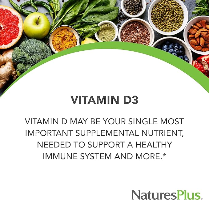 NaturesPlus Vitamin D3 10,000 IU - 60 Softgels - Supports Immune & Bone Health - Gluten Free - 60 Servings