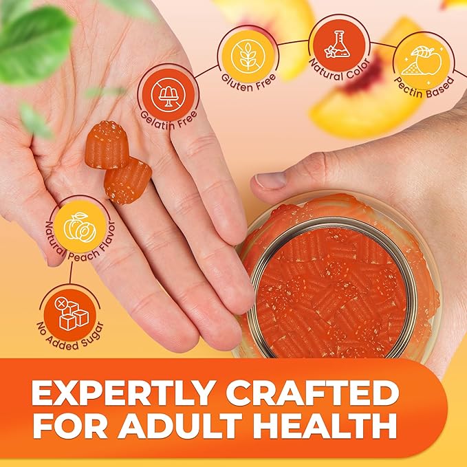 Vitamine D3 10000 UI et K2 Gummy pour adultes – Sans sucre, absorption élevée – Soutient la santé des os, des articulations, du système immunitaire, du cœur, du cerveau et des dents – Sans OGM, sans gluten, à base de fibres, saveur pêche, 120 Gummies