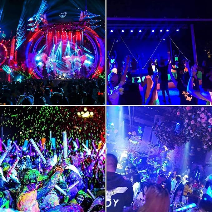XYCN 4 Pack 250W LED Flood Black Lights,395nm to 405nm UV Outdoor Flood High Power Blacklight Light with Plug in, IP66 Waterproof Large Black Light Spotlight for Glow Party Large Space, Halloween