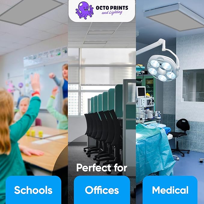 Fluorescent Light Covers for Ceiling Lights Classroom, Neutral Gray Magnetic Office Light Covers 2x4 Classroom Light Covers Eliminates Harsh Glare and Improves Focus for School, Office, Cubicle 4 Pack