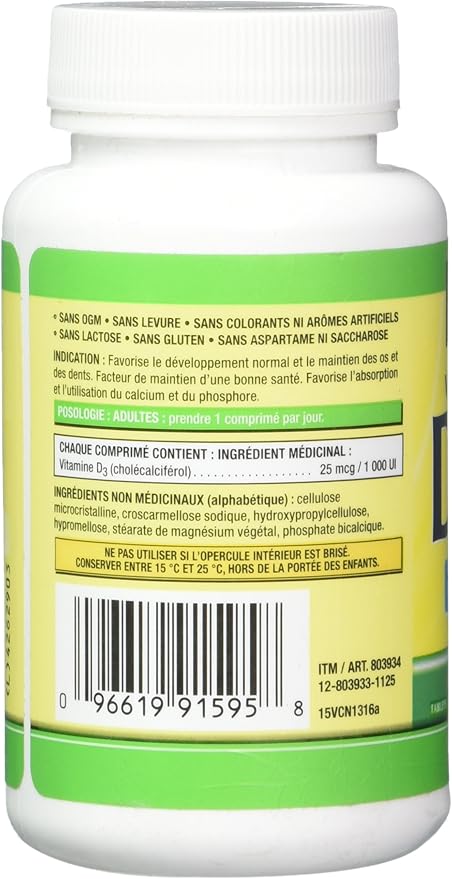 Kirkland Signature Vitamine D3 1000 UI, 360 Comprimés