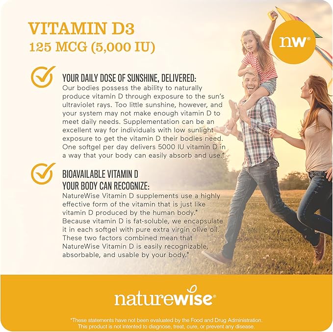 NatureWise Vitamin D3 5000IU (125mg) 360 Count + Vitamin K2 MK-7 100mcg and MK-4 500mcg 90 Count - Bundle for Bone & Heart Health - Gluten Free, Non-GMO, Halal Gelatin- 1 Year Supply