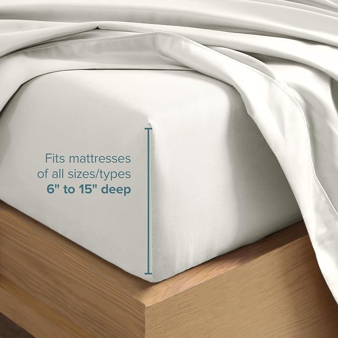 Bare Home Split Head Flex King Sheet Set - 1800 Ultra-Soft Microfiber Bed Sheets - Double Brushed - Deep Pockets - Easy Fit - 4 Piece Set - Bedding Sheets & Pillowcases (Cream)