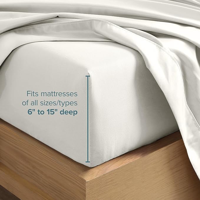 Bare Home King Sheet Set - 1800 Ultra-Soft Microfiber King Bed Sheets - Double Brushed - Deep Pockets - Easy Fit - 4 Piece Set - Bedding Sheets & Pillowcases (King, Cream)