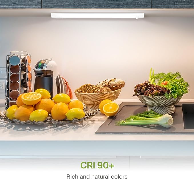ASD LED Under Cabinet Lighting Hardwired, 18 Inch 10W 2700K-5000K Selectable, 807LM, CRI90+, Direct Wire Linkable Under Counter Lights for Kitchen, Dimmable Under Cabinet Lights, White, UL, 2 Pack