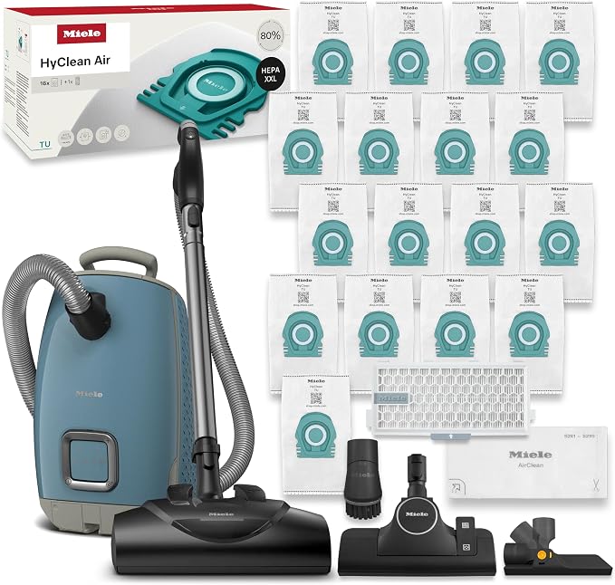 Miele Guard L1 Bagged Canister Vacuum Cleaner with AirClean Filter, Electro Plus Floorhead, AllTeQ Universal Floorhead, LED Display Panel, in Nordic Blue/Space Grey with Performance Pack