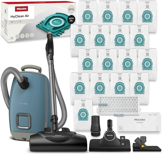 Miele Guard L1 Bagged Canister Vacuum Cleaner with AirClean Filter, Electro Plus Floorhead, AllTeQ Universal Floorhead, LED Display Panel, in Nordic Blue/Space Grey with Performance Pack