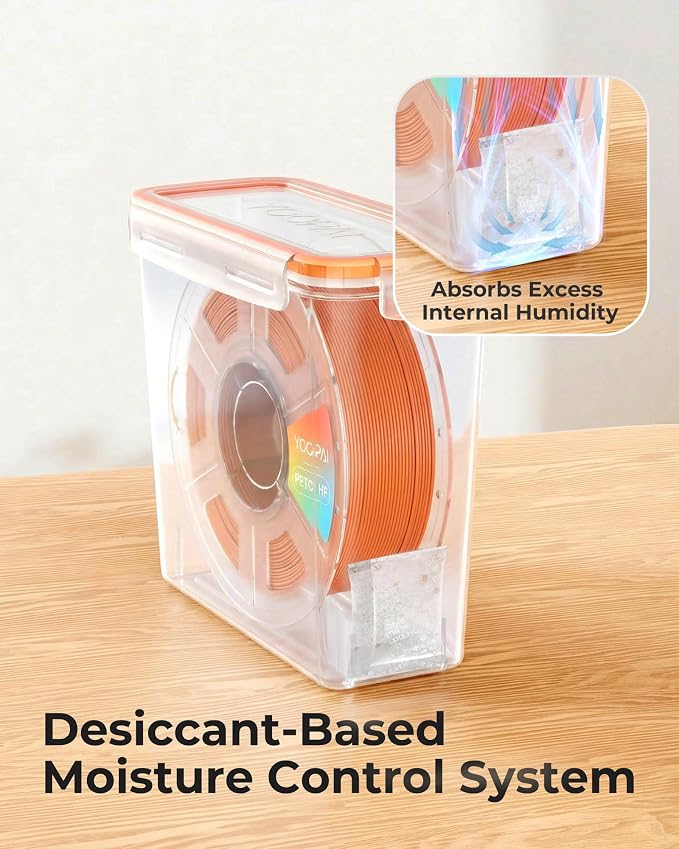 YOOPAI Pro Filament Storage Box – Precision-Fit Airtight Container for Single 1KG Spools, Flat-Lid Design for Stable Stacking, Premium Desiccant Moisture Control, 3D Printer Filament Storage 8 Pack