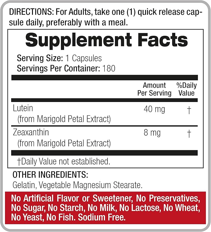FITO MEDIC'S Lab Lutein Supplement with Zeaxanthin, 180 Capsules, Botanical Formula