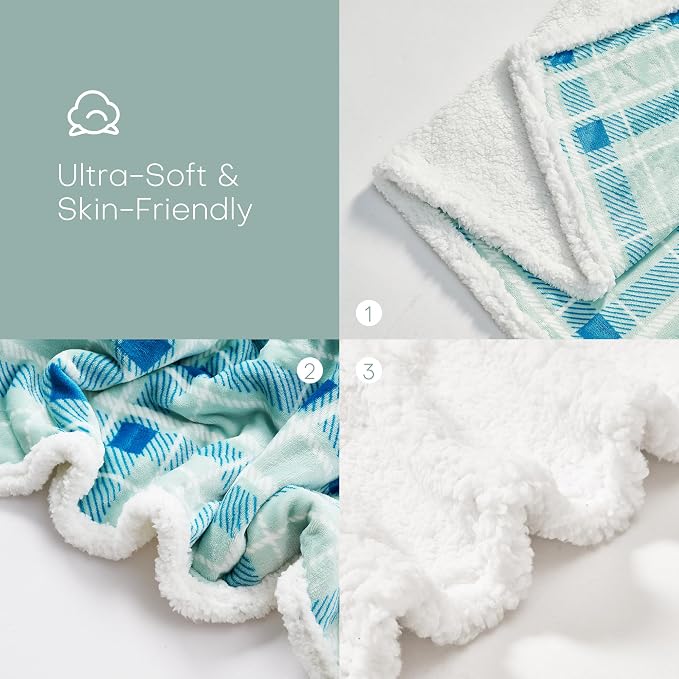 Electric Heated Blanket 72"x84" Full Size, Dual-Sided Flannel & Sherpa, 9 Heat Settings & 1-10H Auto Off, Soft Warm for Home Office Bed Couch, Machine Washable, Ideal Winter Gift, Mint Green