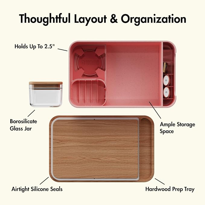 Cubbi - Airtight Box with Tray - Silicone Seals - 100% Air-Tight Storage Box with Accessories – Pink