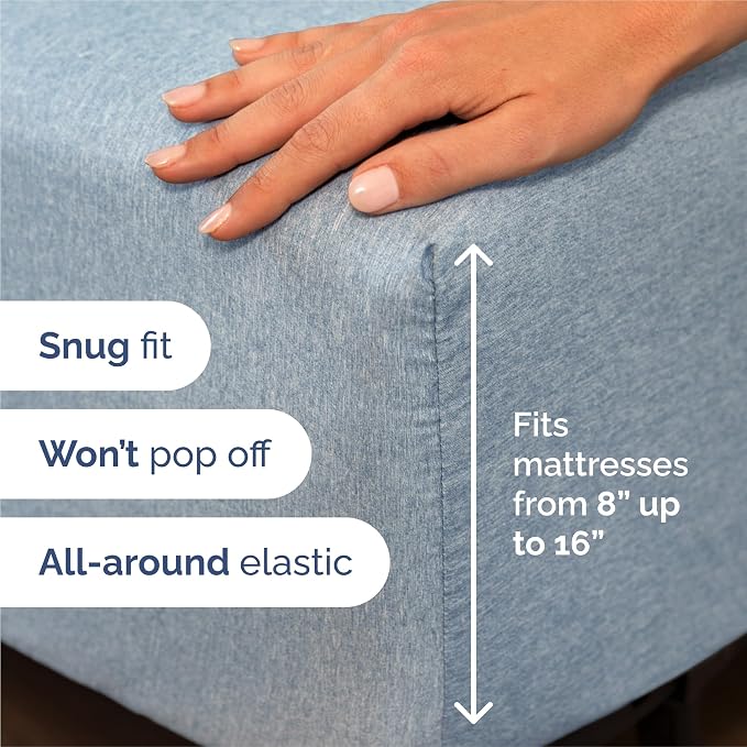King 6 Piece Sheet Set - Comfy Breathable & Cooling - Soft Hotel Luxury Bedding Set with 8-16 Inch Deep Pockets - 1 Flat & 1 Fitted Sheet & 4 Pillowcases - Wrinkle Free & Easy Care - Heathered Blue