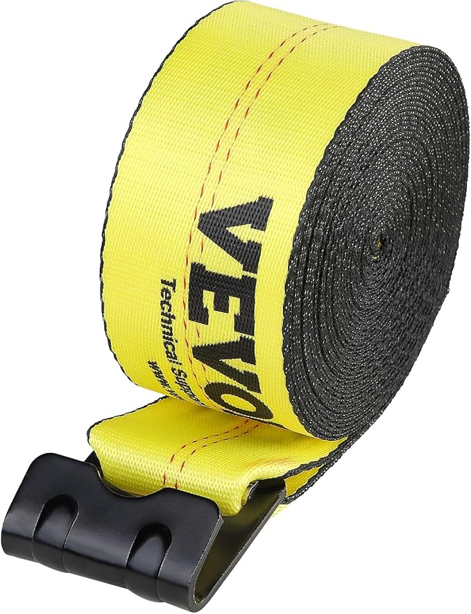 VEVOR Winch Straps, 4" x 40', 6000 lbs Load Capacity, 18000 lbs Break Strength, Truck Straps with Flat Hook, Flatbed Tie Downs Cargo Control for Trailers, Farms, Rescues, Tree Saver, Yellow (10 Pack)