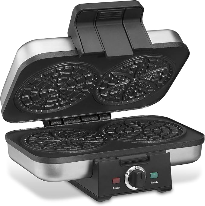 Cuisinart Pizzelle Press, WM-PZ10, Bakes Two 4-Inch Italian Waffle Cookies, 5 Browning Settings, Nonstick Plates, Stainless Steel, Silver