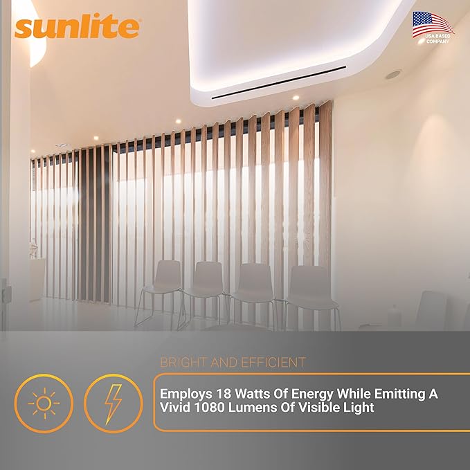 Sunlite Compact Fluorescent PLD 4-Pin Double U-Shaped Twin Tube, 18 Watts, 120 Volts, 1080 Lumens, 3500K Neutral White, 4-Pin G24q2 Base, 10 Pack