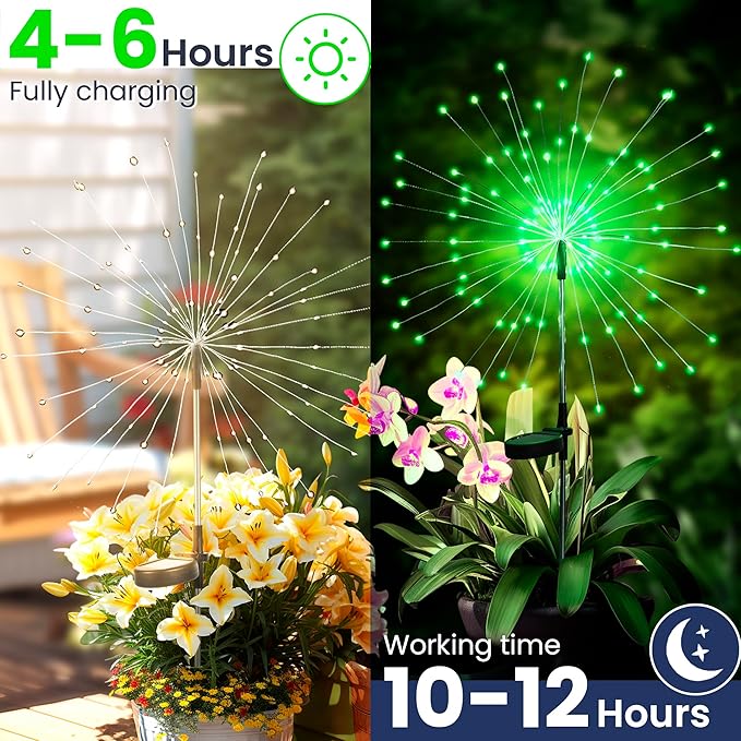 GIGALUMI Garden Outdoor Decor Lights 120LED 2Pack, Solar Garden Lights for Yard Outside Fairy Decorative,Solar Powered for Yard Pathway Flowerbed Planter Balcony Patio Decor（Green）