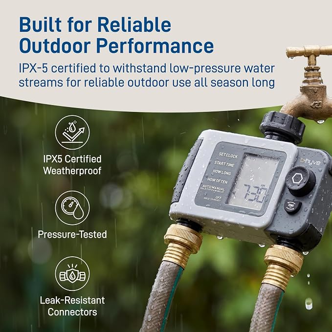 Orbit B-hyve XD 2-Port Smart Hose Watering Timer - Features Dual Outlet Irrigation Control - App Controlled Watering Timer with Bluetooth - Weatherproof Battery Powered - 24632