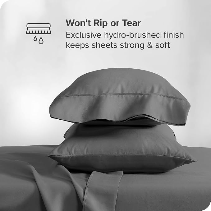 Bare Home Split California King Sheet Set - 1800 Ultra-Soft Microfiber Bed Sheets - Double Brushed - Deep Pockets - Easy Fit - 5 Piece Set - Bed Sheets (Split Cal King, Grey)