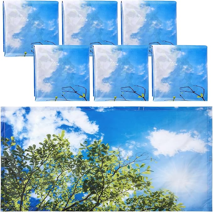Hortsun 6 Pcs Fluorescent Light Covers - 4 x 2 Feet Magnetic Light Filters, Ceiling Lights Covers for Classroom Fluorescent Shade, Hospitals, School Office Cubicle Decor(Sky and Leaves)
