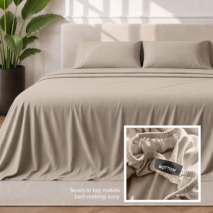 Bare Home Twin XL Sheet Set - 1800 Ultra-Soft Microfiber Twin Extra Long Bed Sheets - Double Brushed - Deep Pockets - Easy Fit - 3 Piece Set - Bedding Sheets & Pillowcases (Twin XL, Pebble)
