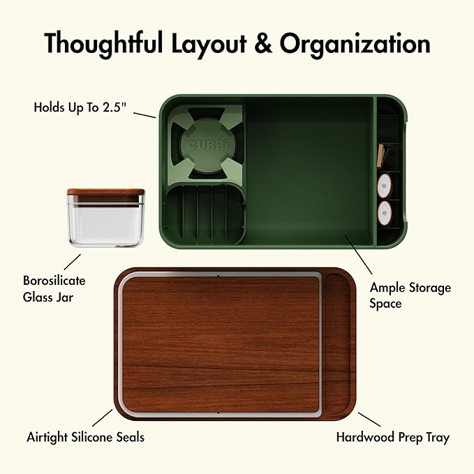 Cubbi - Airtight Box with Tray - Silicone Seals - 100% Air-Tight Storage Box with Accessories – Green