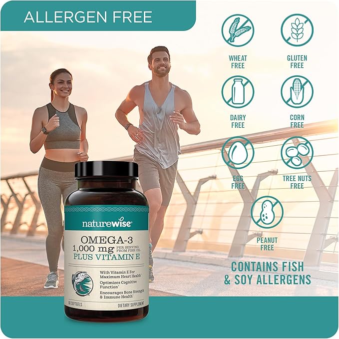 NatureWise Vitamine D3 5000 UI (125 mg) 360 capsules + Huile de poisson Oméga-3 1000 mg avec Vitamine E 180 capsules - Lot pour le soutien de l'immunité, des os et de la santé cardiaque - Sans gluten, sans OGM, gélatine Halal