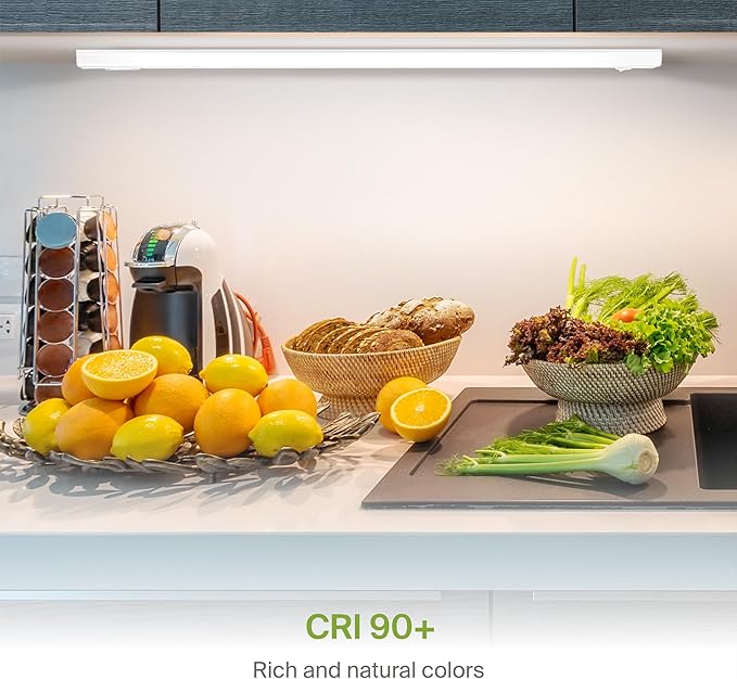 ASD LED Under Cabinet Lighting Hardwired, 48 Inch 24W 2700K-5000K Selectable, 2087LM, CRI90+, Direct Wire Linkable Under Counter Lights for Kitchen, Dimmable Under Cabinet Lights, White, UL Certified