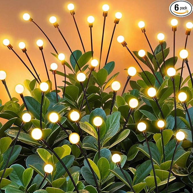 ZFNN Solar Lights Outdoor Garden – 6 Pack 36 LEDs Solar Firefly Lights, Swaying Lights Waterproof, Solar Decorations for Yard Patio Pathway Lawn Gardening Gifts - 6 Pack
