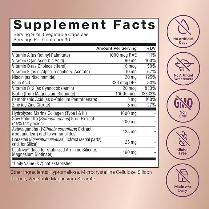 Force Factor Hair Growth Accelerator Multivitamin for Women & Men, with Lustriva, Biotin, Horsetail & Vitamins A, B12, C, D & E for Thicker Hair, Healthier Skin & Nails, 90 Capsules,(Pack of 2)