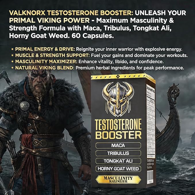 Testosterone Booster for Men Primal Viking (3rd Party Tested) Maca, Horny Goat Weed, Tongkat Ali, Tribulus - Premium Testosterone Supplement for Men Libido Ultra - Builder Pills