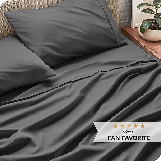 Bare Home Split California King Sheet Set - 1800 Ultra-Soft Microfiber Bed Sheets - Double Brushed - Deep Pockets - Easy Fit - 5 Piece Set - Bed Sheets (Split Cal King, Grey)