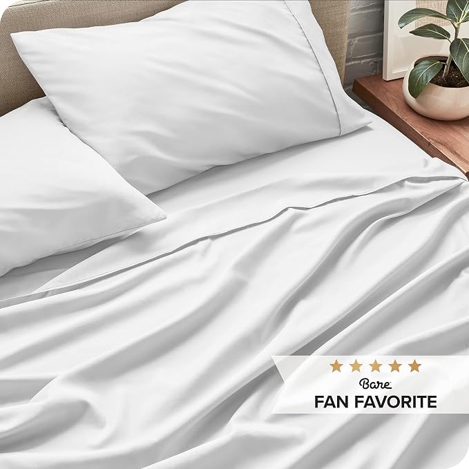 Bare Home Split Queen Sheet Set - 1800 Ultra-Soft Microfiber Bed Sheets - Double Brushed - Deep Pockets - Easy Fit - 5 Piece Set - Bedding Sheets & Pillowcases (Split Queen, White)