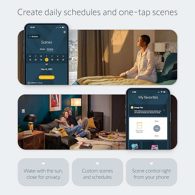 Somfy Tahoma Switch Hub for RTS Motors – App & Voice Control – Scenes & Schedules – Includes Ethernet Adapter – Compatible with Somfy Motorized Shades, Blinds, Curtains, Awnings #1871038