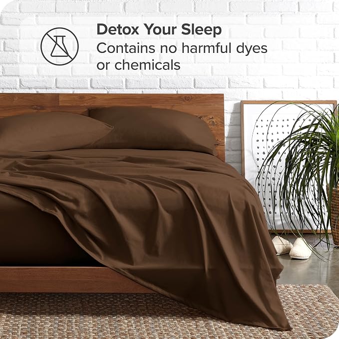 Bare Home King Sheet Set - 1800 Ultra-Soft Microfiber King Bed Sheets - Double Brushed - Deep Pockets - Easy Fit - 4 Piece Set - Bedding Sheets & Pillowcases (King, Cocoa)