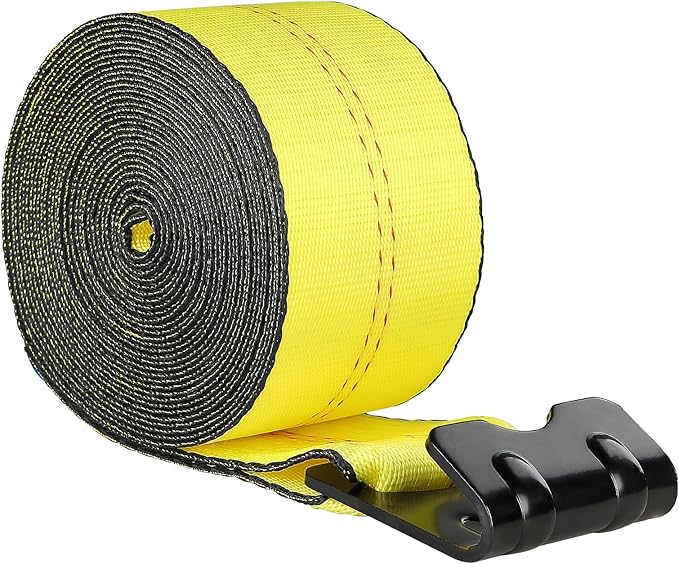 VEVOR Winch Straps, 4" x 40', 6000 lbs Load Capacity, 18000 lbs Break Strength, Truck Straps with Flat Hook, Flatbed Tie Downs Cargo Control for Trailers, Farms, Rescues, Tree Saver, Yellow (10 Pack)