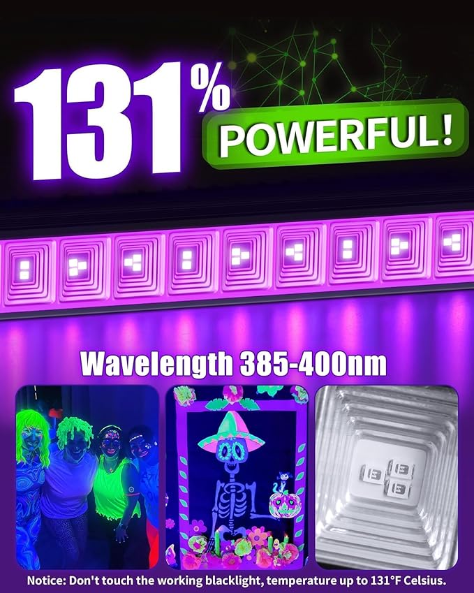 THECHAM 42W LED Black Light Bar, Blacklight Bar with 6ft Cord+Plug+Switch, Black Lights for Glow Party, Fluorescent Poster, Body Paint, Birthday, Halloween, Bedroom, Classroom
